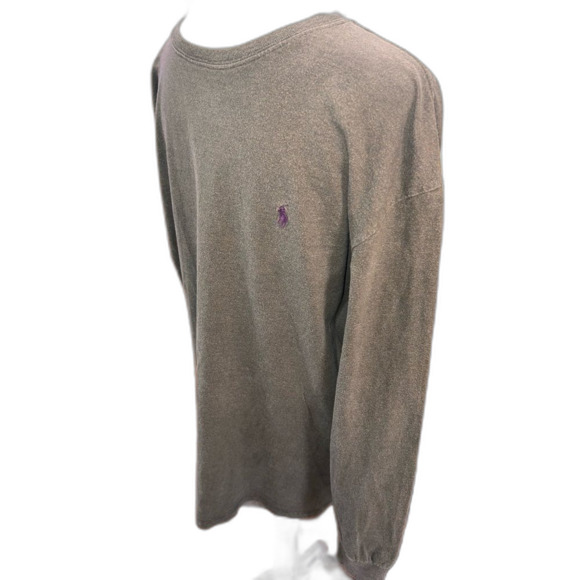 Polo Ralph Lauren Army Green Long Sleeve Crew Neck Tee Navy Pony Logo Men’s L - Picture 4 of 6